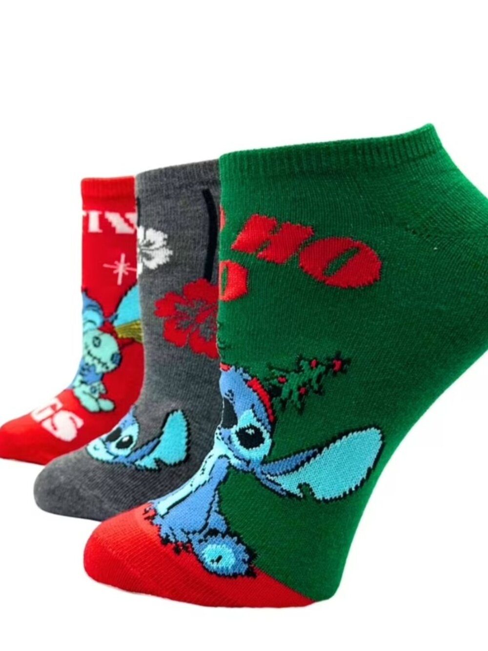 DISNEY STITCH WOMEN'S HOLIDAY NO-SHOW SOCKS, 3-PACK, SIZE 4-10